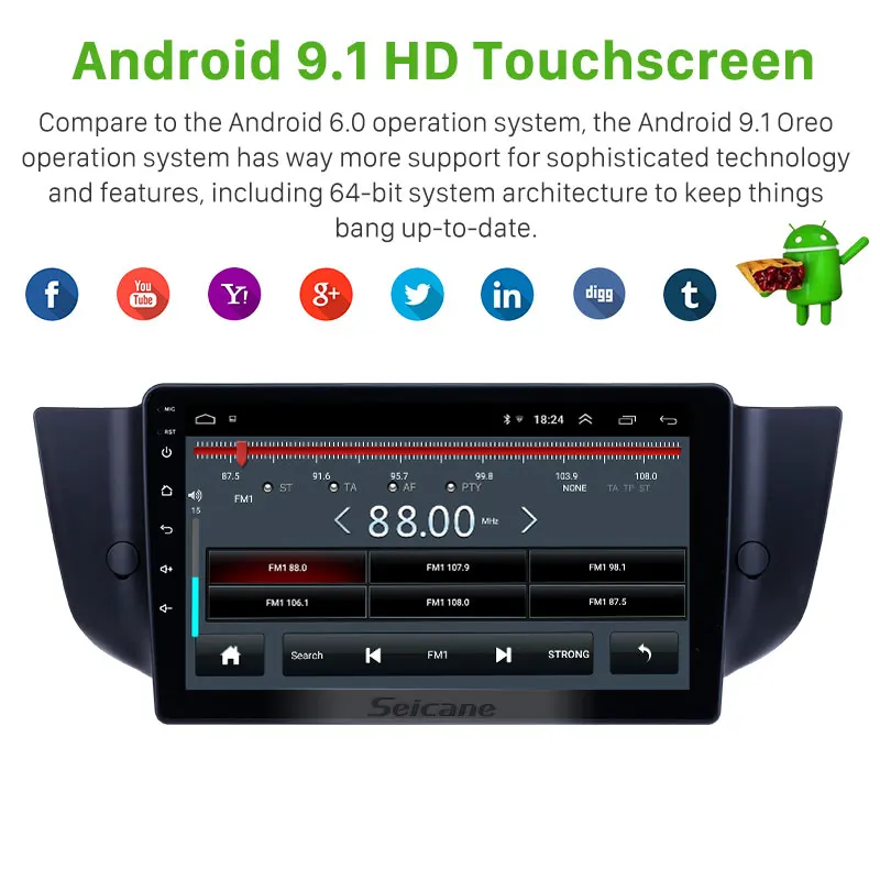 Seicane 9 инча Android 9,1 автомобилен GPS Радио за 2010-2015 MG6/2008 2009 2010-2014 Roewe 500 Стерео Блок подкрепа Carplay Камера за задно виждане