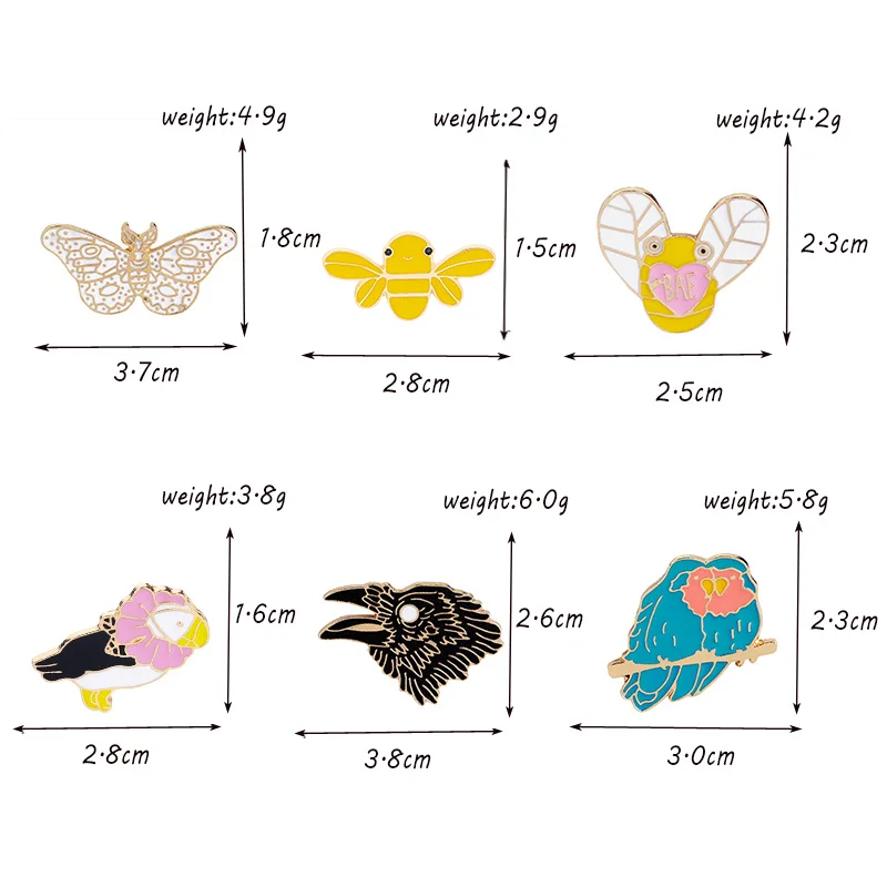 Животните брошки сладък Орел птица, пеперуда, пчела карикатура на емайла щифт за деца Дамски якета раница върху ревера значка на бижута, карфици, 