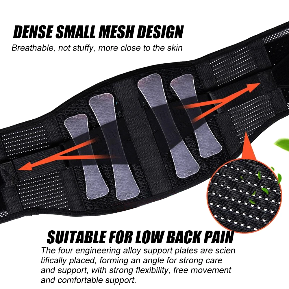 Колан за подпомагане на гърба TIKE, за улесняване на дискомфорт в гърба, Дишащи окото дизайн със система за подкрепа на кръста, Регулируеми поддържащи колани