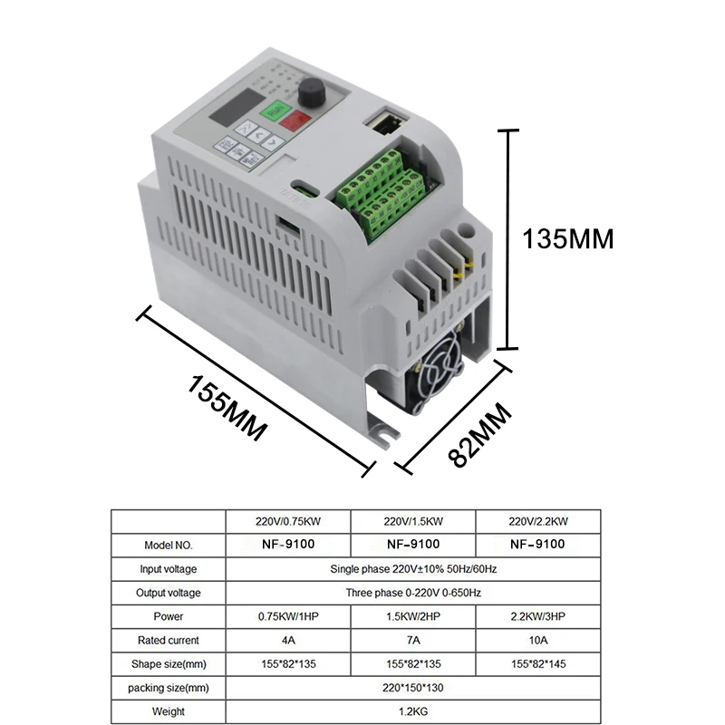 Конвертор променлива честота 50 Hz/60 Hz двигател инвертор Wk310 VFD 1,5 kw монофазен 220 v на входа на трифазни 220 изход
