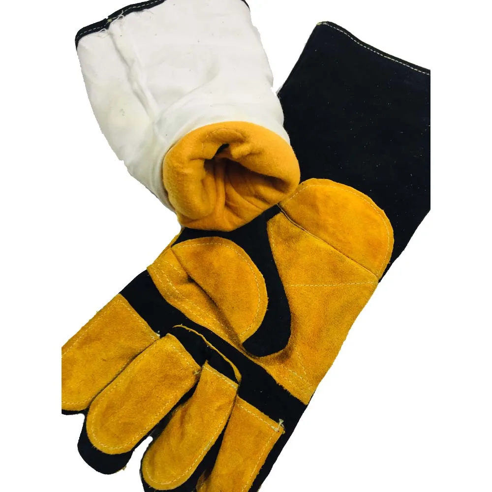 Ръкавици за заварчици От Телешка Кожа с Отрязани, Заваръчни Ръкавици с Усилване на палеца и Дланта, CE Сертифицирани